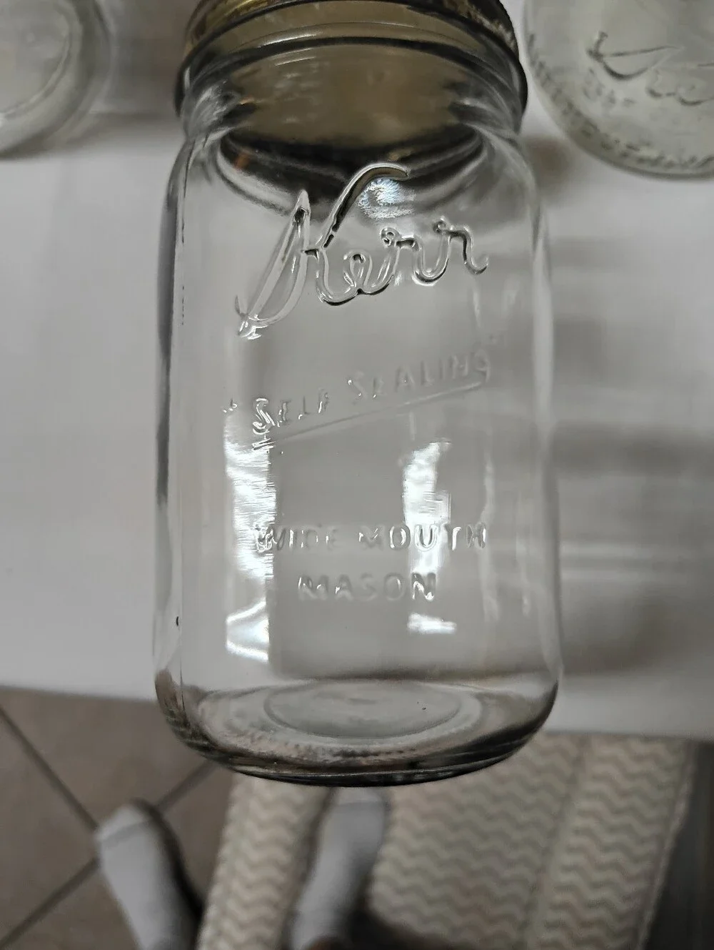 Vintage Mason Glass Storage Jars with Kerr Ball Heinz Jars Wide Mouth Jars